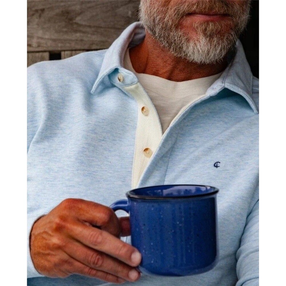 CRIQUET Men's Collar Sweatshirt/Rugby Style Kangaroo Pockets Light Blue Size XL